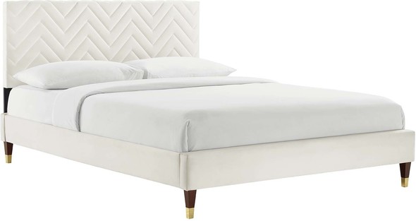 white bedframe with headboard Modway Furniture Beds White