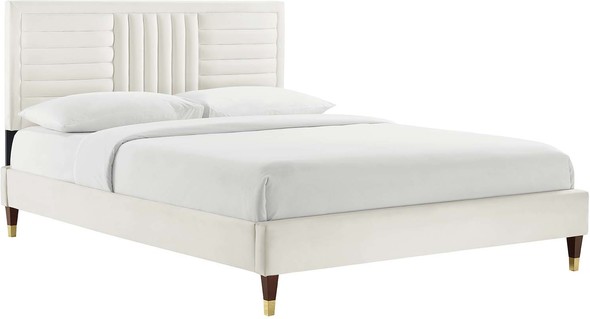 metal frame king bed frame with headboard Modway Furniture Beds White