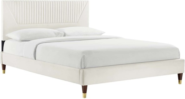 queen size wood platform bed Modway Furniture Beds White