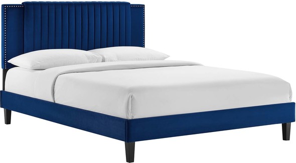 queen headboard with king mattress Modway Furniture Beds Navy