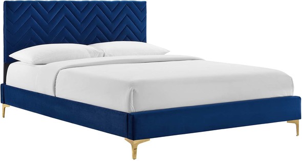metal full bed frame with headboard Modway Furniture Beds Navy