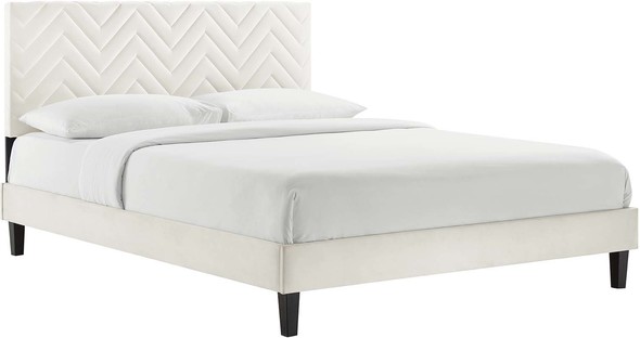 low profile queen bed frame with headboard Modway Furniture Beds White