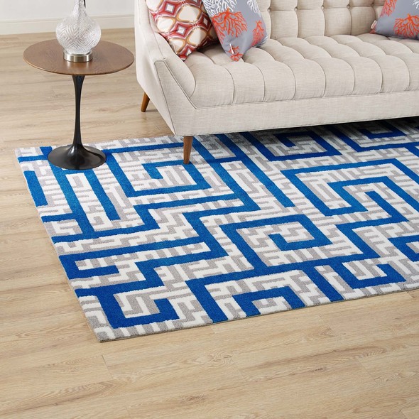 Modway Furniture Rugs Rugs Ivory, Light Gray and Blue