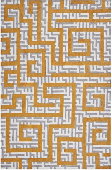Modway Furniture Rugs Rugs Ivory, Light Gray and Banana Yellow
