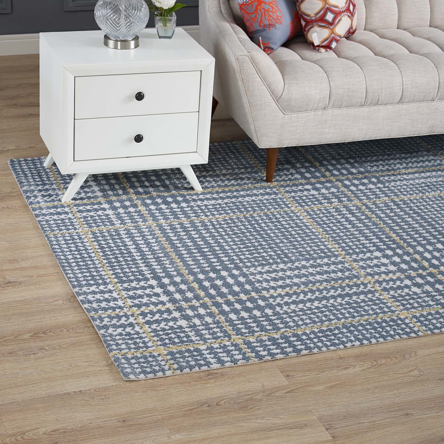 Modway Furniture Rugs Rugs Ivory, Cadet Blue and Citron