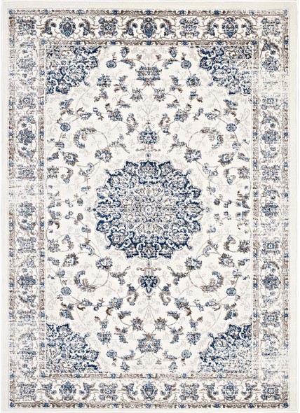 Modway Furniture Rugs Rugs Ivory and Moroccan Blue