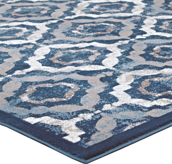Modway Furniture Rugs Rugs Beige, Moroccan Blue and Ivory