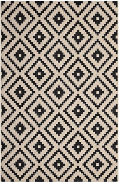 blue and beige area rug Modway Furniture Rugs Black and Beige