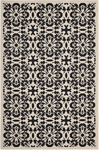 blue and white area rug Modway Furniture Rugs Black and Beige