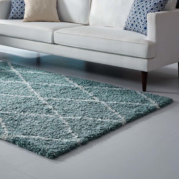 Modway Furniture Rugs Rugs Aqua Blue and Ivory