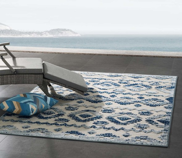 Modway Furniture Rugs Rugs Ivory and Blue