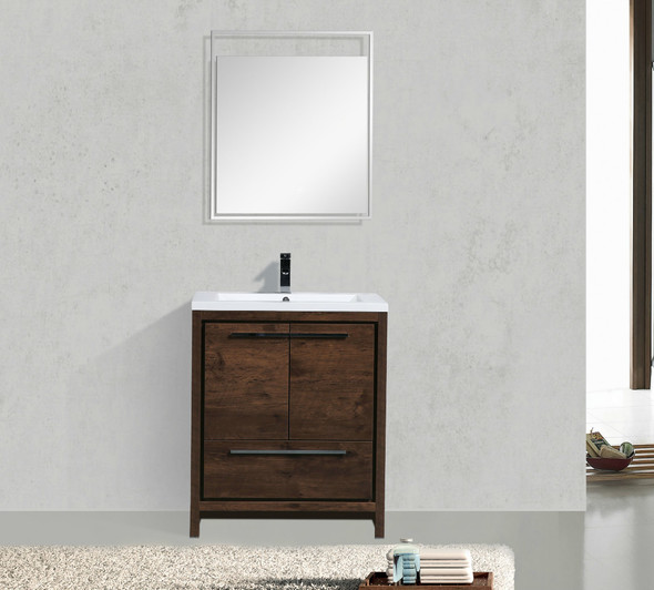 double sink vanity with tower Moreno Bath Rose Wood Finish