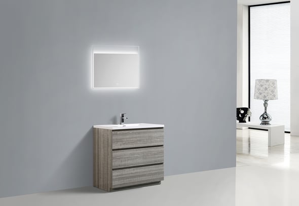 small basin and vanity unit Moreno Bath Bathroom Vanities Hiigh Gloss Ash Grey finish