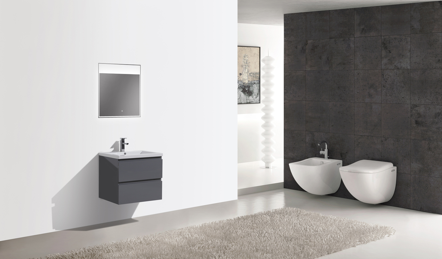 bathroom vanities and tops Moreno Bath High Gloss Grey Rich Finish