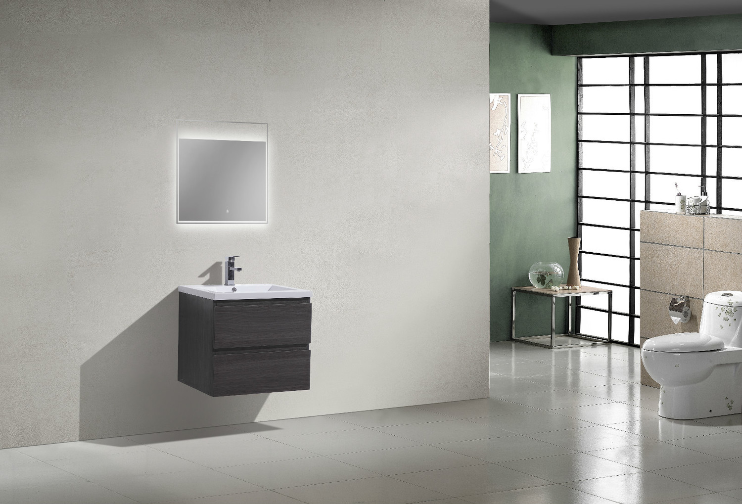72 bathroom vanity double sink Moreno Bath Bathroom Vanities Dark Grey Oak Durable Finish