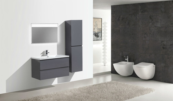 60 inch floating bathroom vanity Moreno Bath High Gloss Grey Rich Finish