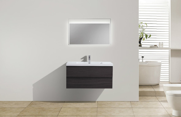 single modern bathroom vanity Moreno Bath Dark Grey Oak Durable Finish