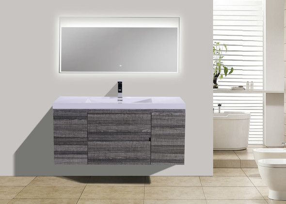 small single bathroom vanity Moreno Bath High Gloss Ash Grey Rich Finish
