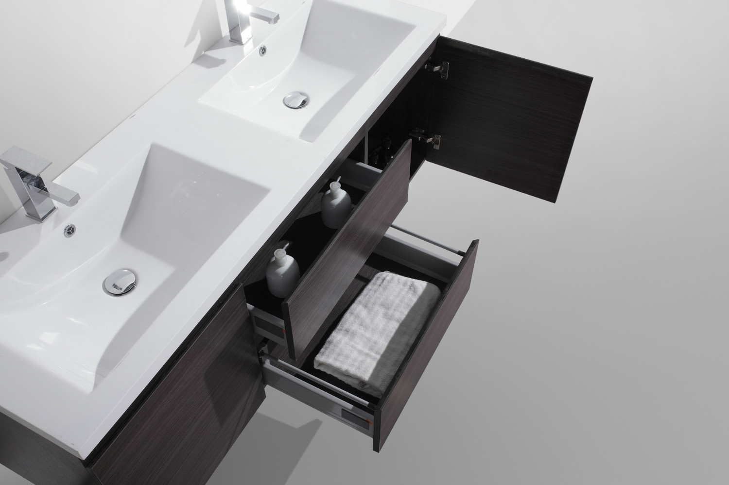 free standing bathroom cabinet under sink Moreno Bath Dark Grey Oak Durable Finish