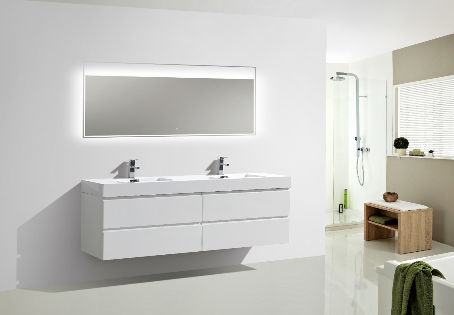 30 rustic bathroom vanity Moreno Bath High Gloss White Rich Finish