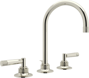 vanity in white Rohl Lavatory Faucet POLISHED NICKEL Transitional