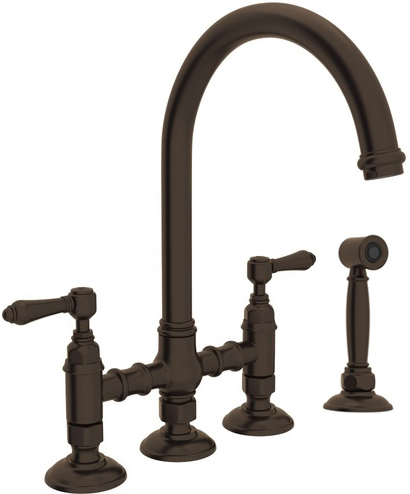 polished nickel pull down kitchen faucet Rohl Kitchen Faucet Tuscan Brass Traditional