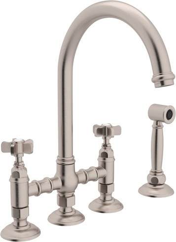 kitchen sink faucets with sprayer with pull out spray Rohl Kitchen Faucet Satin Nickel Traditional
