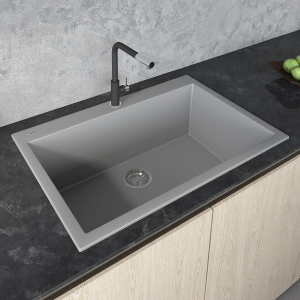 single bowl sink with drainer Ruvati Kitchen Sink Silver Gray