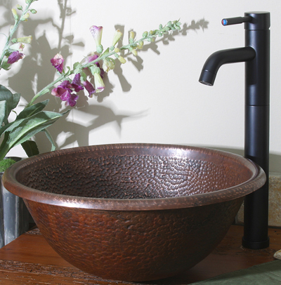 15 inch wide bathroom vanity with sink Sierra Copper Antique