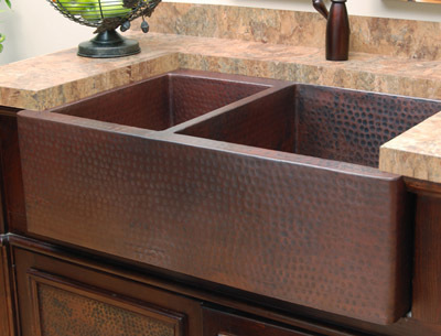 black double undermount kitchen sink Sierra Copper Antique