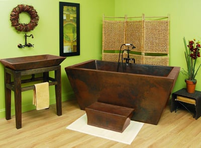 pedestal bathtub with shower Sierra Copper Antique