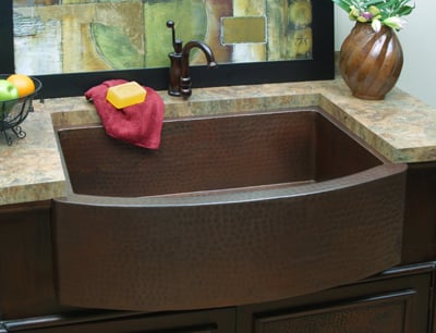 single basin drop in kitchen sink Sierra Copper Antique
