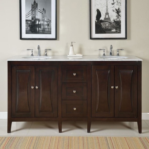 white oak vanity bathroom Silkroad Exclusive Bathroom Vanity Dark Walnut Traditional