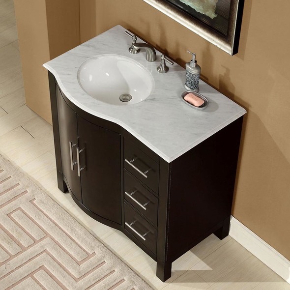 one sink long vanity Silkroad Exclusive Bathroom Vanity Dark Walnut Traditional