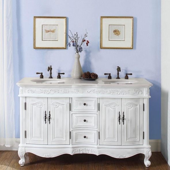 small corner vanity Silkroad Exclusive Bathroom Vanity Antique White Traditional