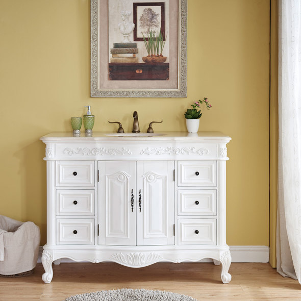 bathroom cabinet collections Silkroad Exclusive Bathroom Vanity Antique White Traditional