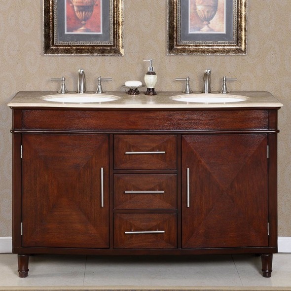 bathroom vanity 72 inch double sink Silkroad Exclusive Bathroom Vanity Dark Chestnut Traditional