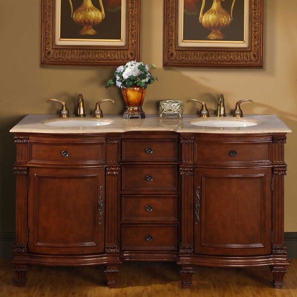 vanity and cabinet set Silkroad Exclusive Bathroom Vanity Brazilian Rosewood Traditional
