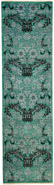 blue hallway runner rug Solo Rugs PAK ARTS & CRAFTS Rugs Green Arts & Crafts; 9