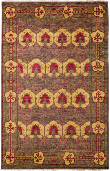 circle floor rug Solo Rugs PAK ARTS & CRAFTS Rugs Purple Arts & Crafts; 9x5