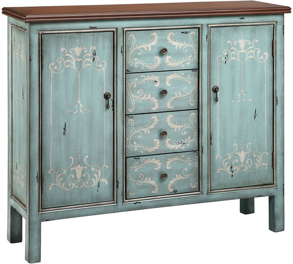 chest of cupboard Stein World Cabinet / Credenza Chests and Cabinets Blue, Grey, Hand-Painted Transitional
