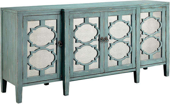 Stein World Cabinet / Credenza Chests and Cabinets Antique Mirror, Blue, Grey Transitional