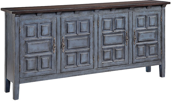 Stein World Cabinet / Credenza Chests and Cabinets Blue, Dark Brown, Hand-Painted Transitional