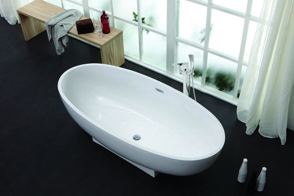 foot soak tubs Streamline Bath Set of Bathroom Tub and Faucet White Soaking Freestanding Tub