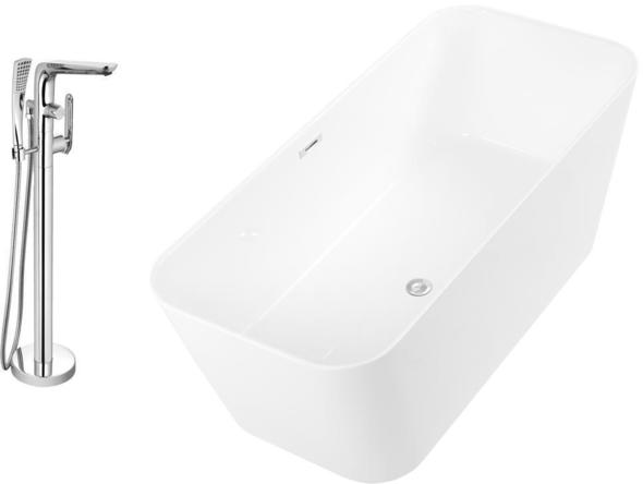 freestanding bathtub sets Streamline Bath Set of Bathroom Tub and Faucet White Soaking Freestanding Tub