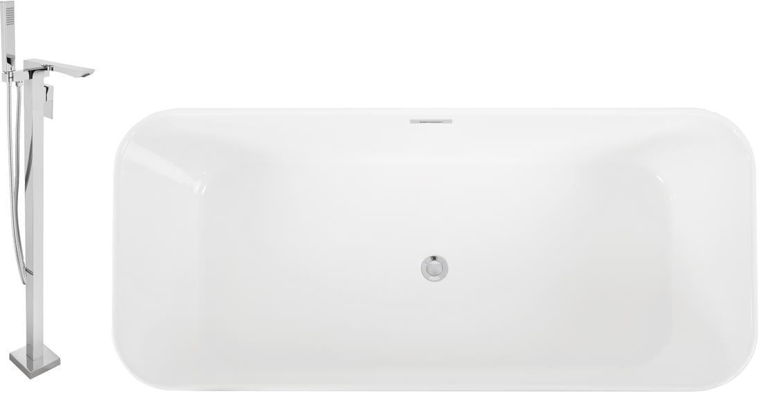 double freestanding bath Streamline Bath Set of Bathroom Tub and Faucet White Soaking Freestanding Tub