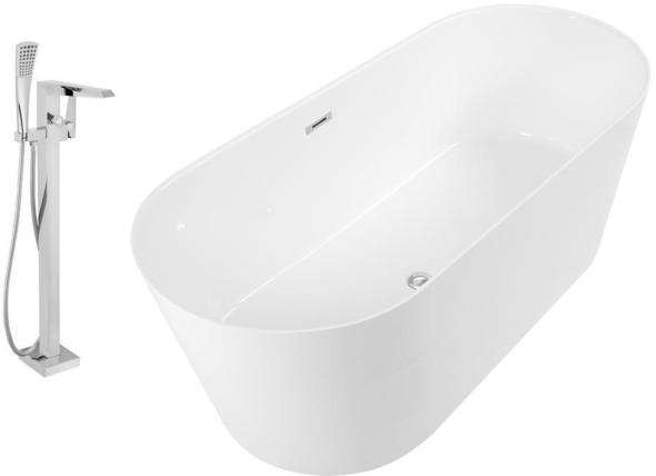 fitting a free standing bath Streamline Bath Set of Bathroom Tub and Faucet White Soaking Freestanding Tub