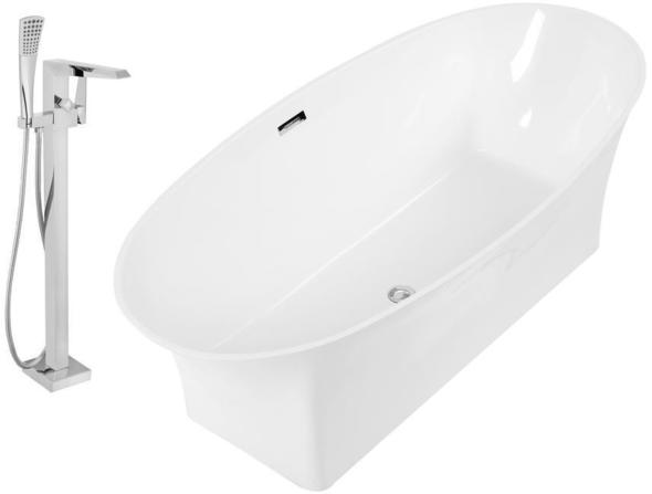best solid surface freestanding tub Streamline Bath Set of Bathroom Tub and Faucet White Soaking Freestanding Tub