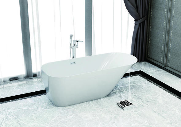 pedestal bathtub with shower Streamline Bath Set of Bathroom Tub and Faucet White Soaking Freestanding Tub