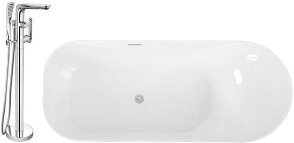 maax soaker tub Streamline Bath Set of Bathroom Tub and Faucet White Soaking Freestanding Tub